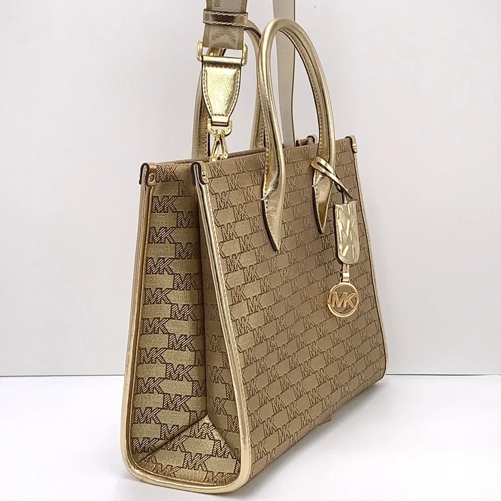 Michael Kors Medium Mirella EW Tote Bag Crossbody Shoulder Handbag PALE GOLD - Picture 12 of 16